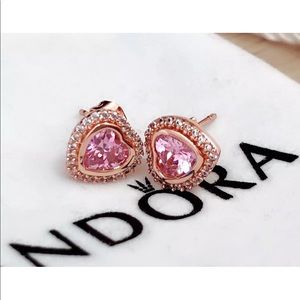 Authentic Pandora Rosa gold earrings